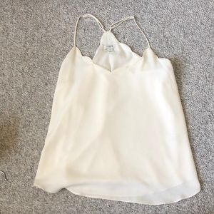 J crew scalloped white spaghetti strap top
